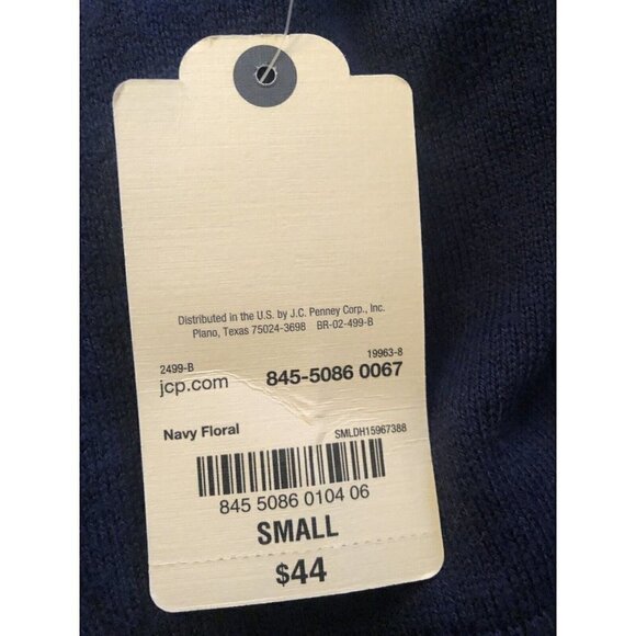 NWT St Johns Bay Size Small Blue Lightweight Knit Sweater Floral Embroidered - Picture 5 of 5